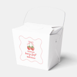 Caixinha De Lembrancinhas Berry primeiro aniversário de morango Laço Rosa