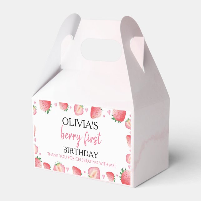 Caixinha De Lembrancinhas Berry Sweet Birthday Favor Box Strawberry Theme (Frente)