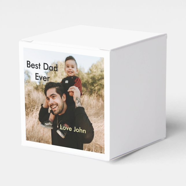 Caixinha De Lembrancinhas Best dad ever father's dad gift photo name simple  (Frente)