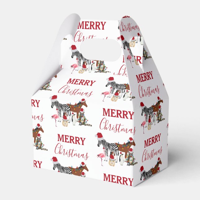 Caixinha De Lembrancinhas Bichos de Natal engraçados e bonitos Noel Hats Lig (Frente)