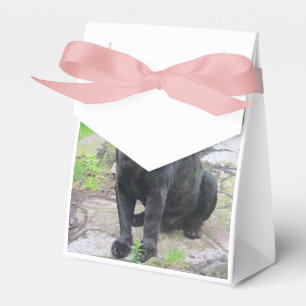 Caixinha De Lembrancinhas Big Black Jaguar Cat em Sentado no Rock