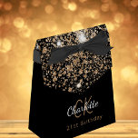 Caixinha De Lembrancinhas Birthday Party black glitter gold monogram<br><div class="desc">Elegant,  classic,  glamorous and girly for a 21st (or any age) birthday party favors.  A black background,  decorated with golden glitter.  Personalize and add a name,  monogram initials and age 21.</div>