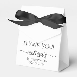 Caixinha De Lembrancinhas Birthday White Monographic Name Script Obrigado