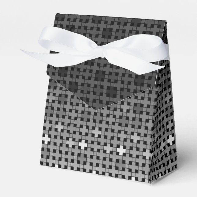 Caixinha De Lembrancinhas Black and white geometric gradient pattern  (Frente)