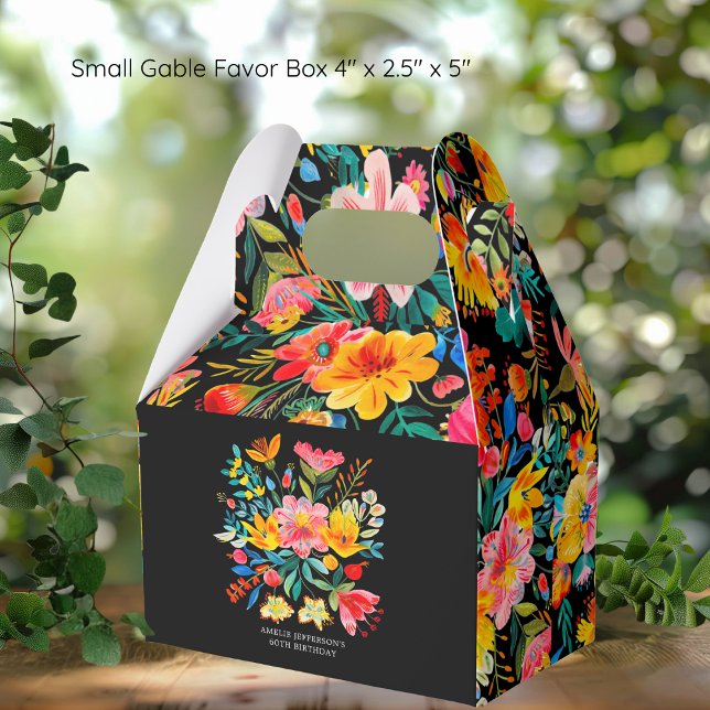 Caixinha De Lembrancinhas Black Mexicano Bright Floral Fiesta Birthday (Criador carregado)