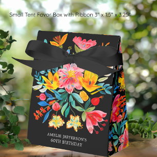Caixinha De Lembrancinhas Black Mexicano Bright Floral Fiesta Birthday