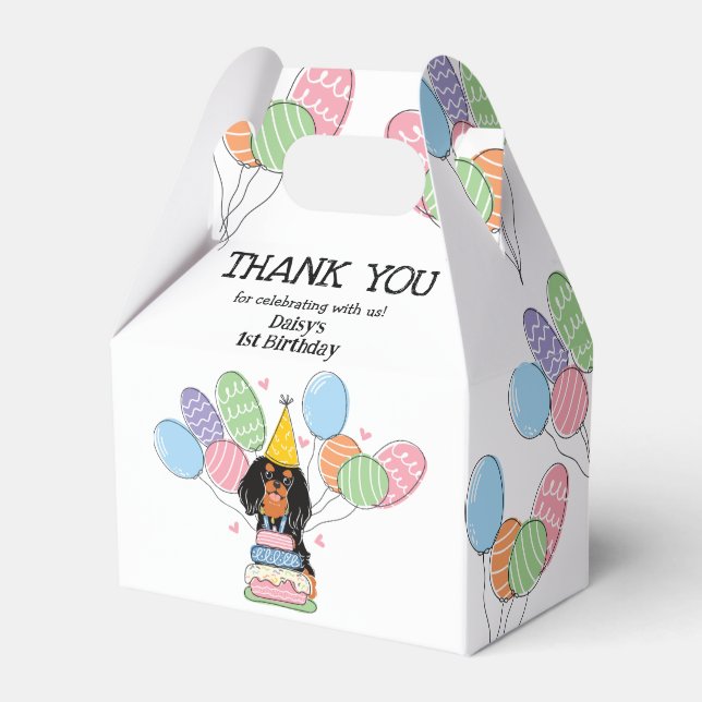 Caixinha De Lembrancinhas Black Tan Cavalier King Charles Spaniel Obrigado (Frente)