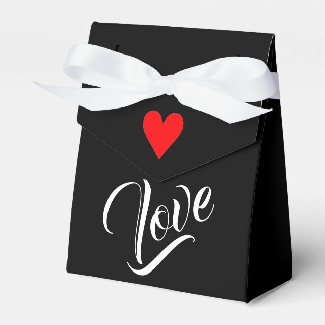 Caixinha De Lembrancinhas Black & White Love with Heart Tent Favor Box (Frente)