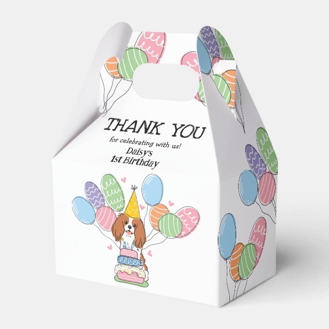 Caixinha De Lembrancinhas Blenheim Cavalier King Charles Spaniel Obrigado (Frente)