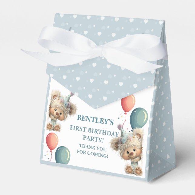Caixinha De Lembrancinhas Blue Balloon Hedgehogs Celebration (Frente)