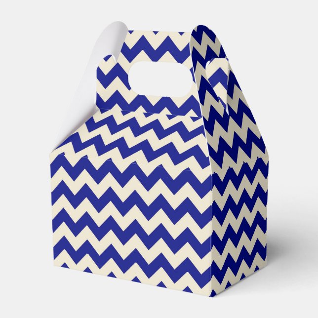 Caixinha De Lembrancinhas Blue Beige Chevron (Frente)