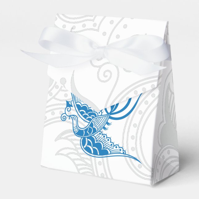 Caixinha De Lembrancinhas Blue Bird & Henna Swirl Favor Box (Frente)