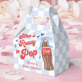 Caixinha De Lembrancinhas Blue Bow She's Ready to Pop Baby Shower