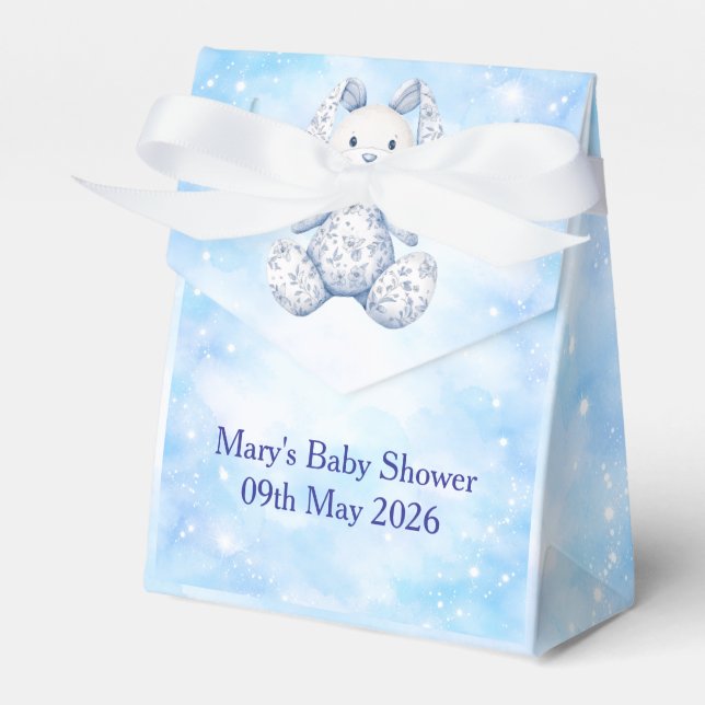 Caixinha De Lembrancinhas Blue Chinoiserie Baby Shower Favor Box (Frente)