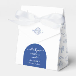 Caixinha De Lembrancinhas Blue Clam Seashells Coastal Seaside Beach Wedding