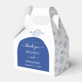 Caixinha De Lembrancinhas Blue Clam Seashells Coastal Seaside Beach Wedding