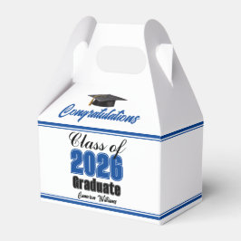 Caixinha De Lembrancinhas Blue Class of 2026 Custom Graduation Party