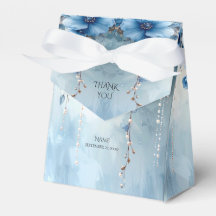 Blue Flowers and Pearls Favor Box