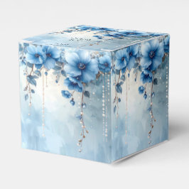 Caixinha De Lembrancinhas Blue Flowers and Pearls Favor Box