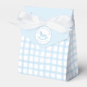 Caixinha De Lembrancinhas Blue Gingham Rocking Horse Baby Favor Bag