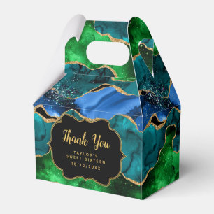 Caixinha De Lembrancinhas Blue Green Peacock Agate Doce Dezesseis Obrigado
