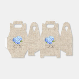Caixinha De Lembrancinhas Blue Hydrangea Flowers Rustic Burlap Obrigado