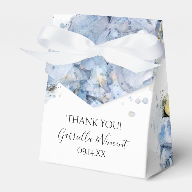 Caixinha De Lembrancinhas Blue Hydrangea Flowers Watercolor Casamento (Frente)