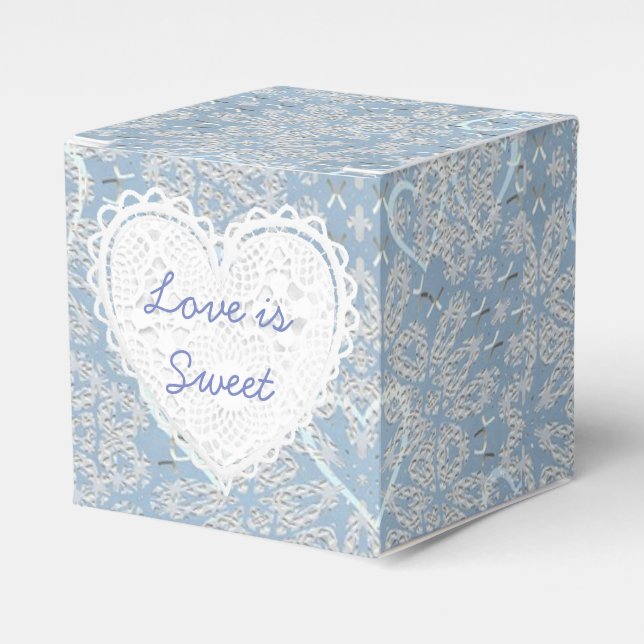 Caixinha De Lembrancinhas Blue Lacey Hearts You Cupcake Box (Frente)