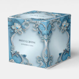 Caixinha De Lembrancinhas Blue Ornate Floral Favor Box