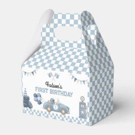 Caixinha De Lembrancinhas Blue Race Car First Lap Around the Track Birthday