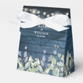 Caixinha De Lembrancinhas Blue Rustic String Luz Verde Folhagem