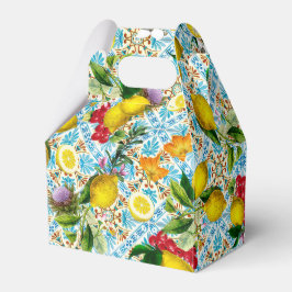 Caixinha De Lembrancinhas Blue Tiles Mediterranean Lemon Pattern