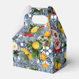 Caixinha De Lembrancinhas Blue Tiles Mediterranean Lemon Pattern