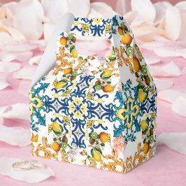 Caixinha De Lembrancinhas Blue Tiles Mediterranean Lemon Pattern