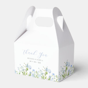Caixinha De Lembrancinhas Blue Watercolor Floral Obrigado Casamento