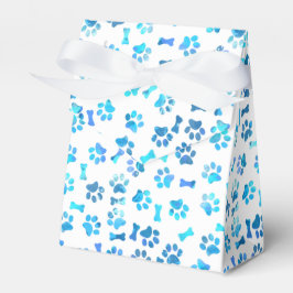 Caixinha De Lembrancinhas Blue Watercolor Paw Imprime Aniversário