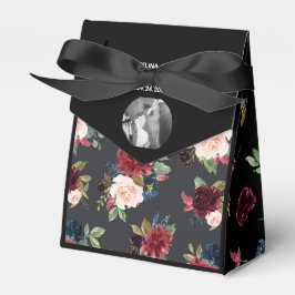 Caixinha De Lembrancinhas Blush Burgundy Foto Floral Elegante