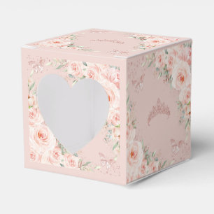 Caixinha De Lembrancinhas Blush Floral Rosa Dourado Butterflies Quince XV Mi