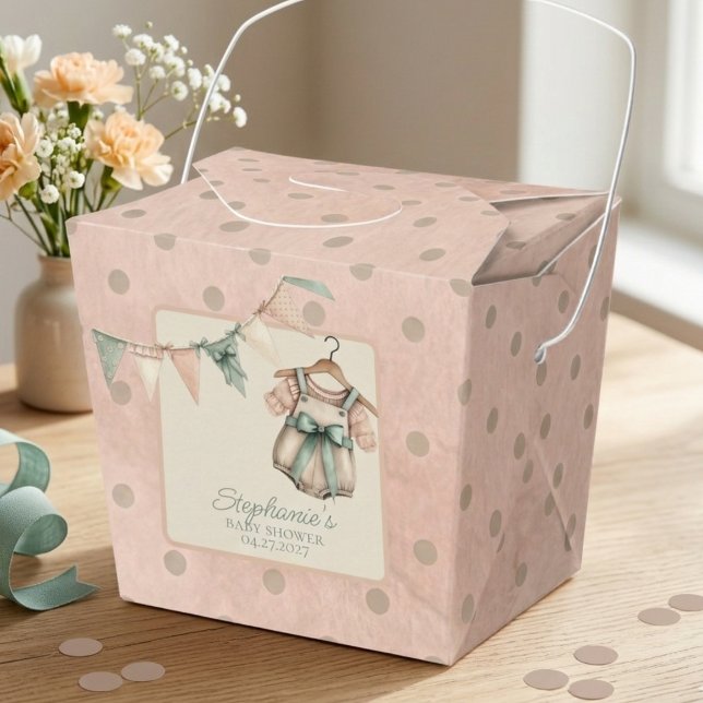 Caixinha De Lembrancinhas Blush Polka Dot Baby  (Boho baby shower guest favor box)