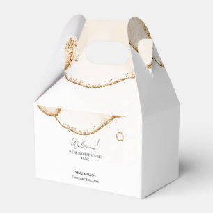 Caixinha De Lembrancinhas Boas-vindas ao Casamento Mínimo Dourado da Linha G