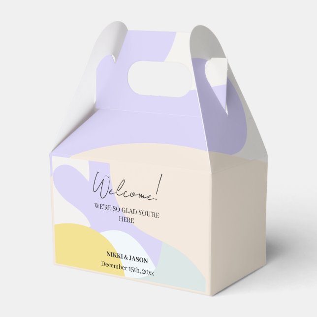 Caixinha De Lembrancinhas Boas-vindas ao Casamento Mínimo Elegante Watercolo (Frente)