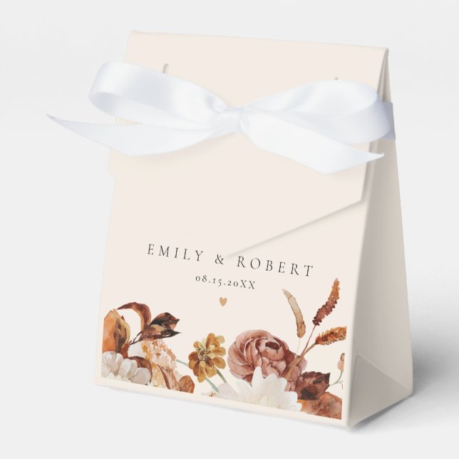 Caixinha De Lembrancinhas Bohemian Burnt Orange Fall Floral Casamento (Frente)