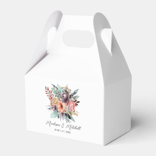 Caixinha De Lembrancinhas Bohemian Floral Buquê Watercolor (Frente)