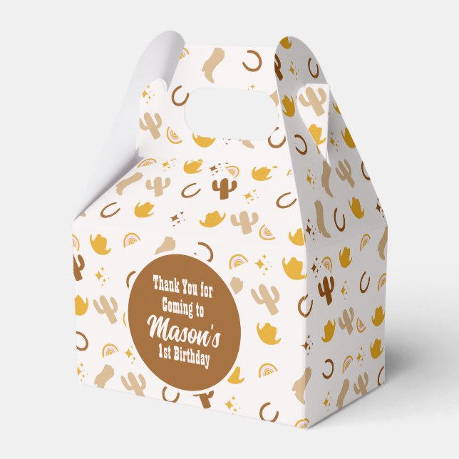 Caixinha De Lembrancinhas Bohemian Rodeo Birthday Cowgirl Partido Rainbow (Frente)