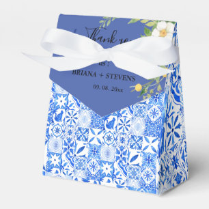 Caixinha De Lembrancinhas Boho Blue azulejo e Lemon Arch casamento Obrigado