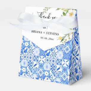 Caixinha De Lembrancinhas Boho Blue azulejo e Lemon Arch casamento Obrigado