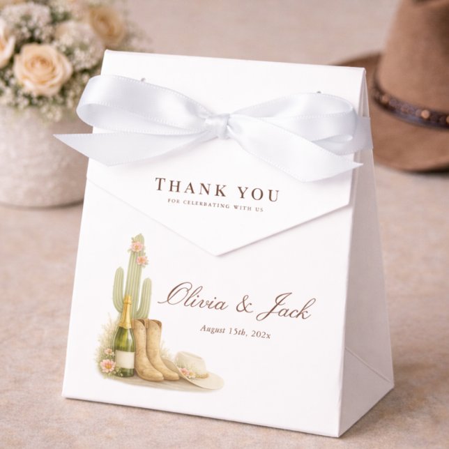 Caixinha De Lembrancinhas Boho Boots & Bubbly Neutral Baby Shower Thank You  (Criador carregado)