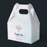 Caixinha De Lembrancinhas Boho Caveira com Borboletas e Flores Obrigado<br><div class="desc">Caixas de agradecimento para aniversário (ou casamento) com fundo de aquarela turquesa e pastel. Uma caveira de animal boho chic com um buquê floral sobre a cabeça e pequenas borboletas a voar.</div>