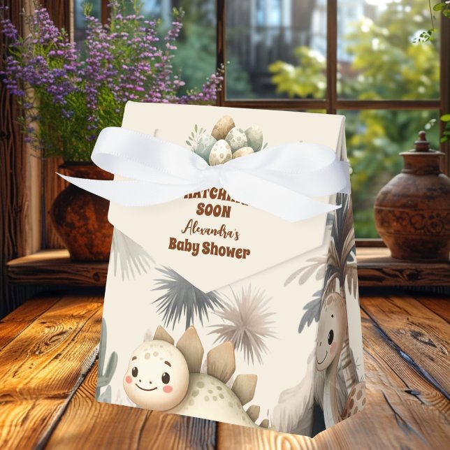 Caixinha De Lembrancinhas Boho Cute Hatching Soon Dinossaur Chá de fraldas (Criador carregado)