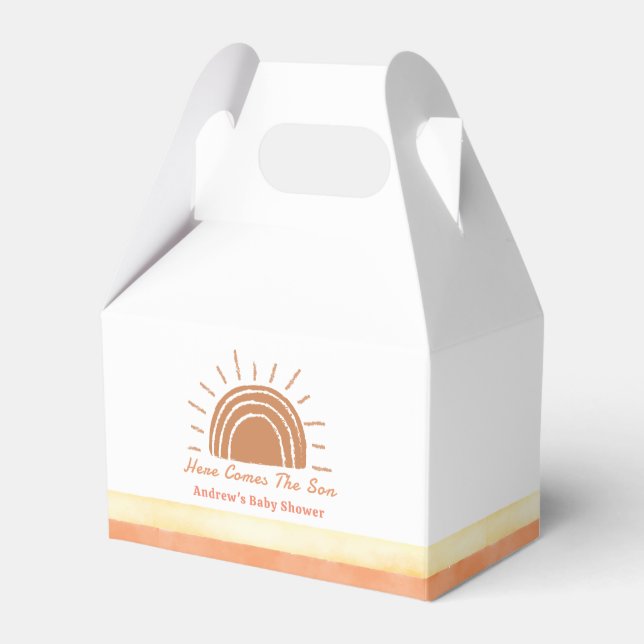 Caixinha De Lembrancinhas Boho Desert Vem O Filho Bebê Chuveiro (Frente)